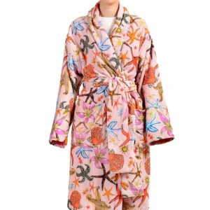 MULTICOLOR COTTON BELTED VERSACE BATHROBE