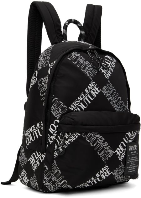 JEANS COUTURE BLACK RANGE LOGO CHECK VERSACE BACKPACK