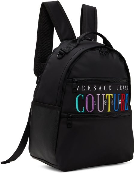 JEANS COUTURE BLACK LOGO BACKPACK VERSACE VERSACE