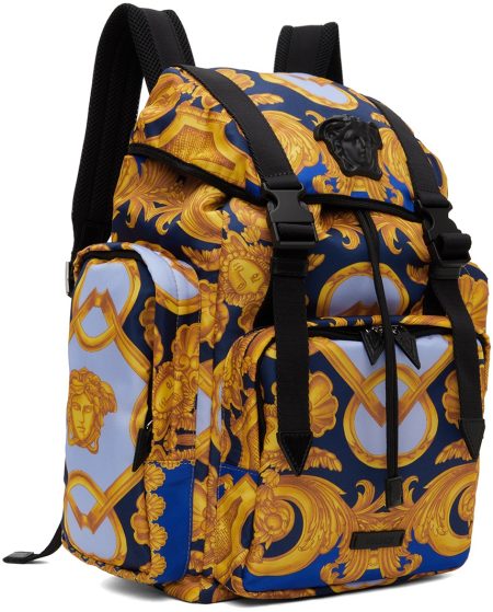 VERSACE GOLD NAVY BAROCCO MEDUSA BACKPACK VERSACE