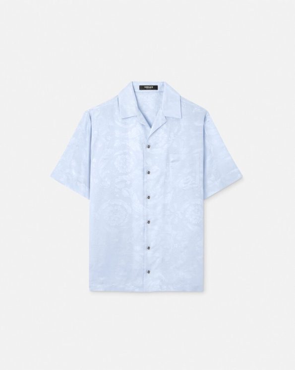 BAROCCO JACQUARD SILK BLEND LIGHT BLUE VERSACE SHIRT❤️