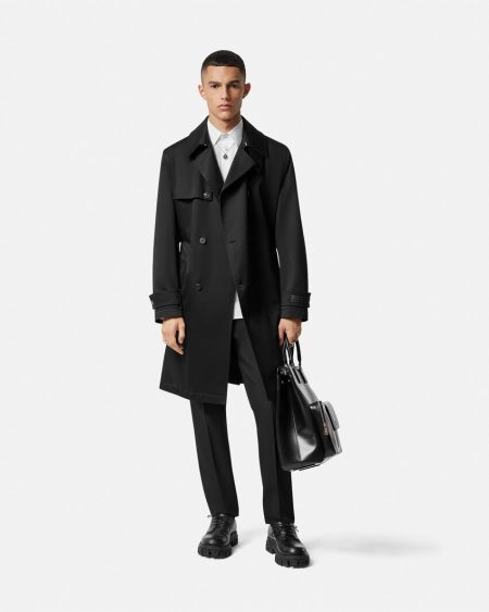 GABARDINE LONG TRENCH VERSACE COAT