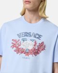 EMBROIDERED UNIVERSITY CORAL VERSACE T-SHIRT