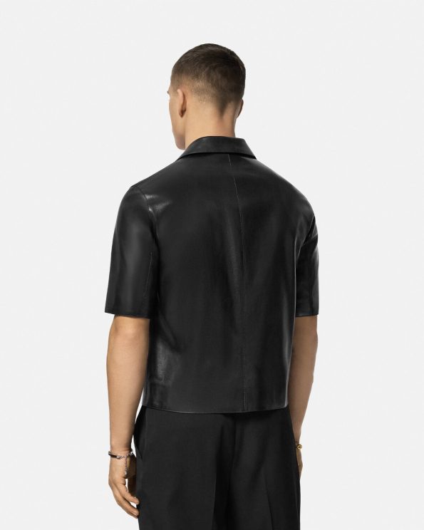 LEATHER BLOUSON VERSACE OVERSHIRT