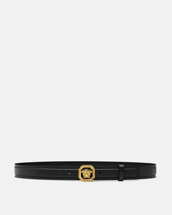 LA MEDUSA LEATHER BLACK VERSACE BELT 3.5 CM