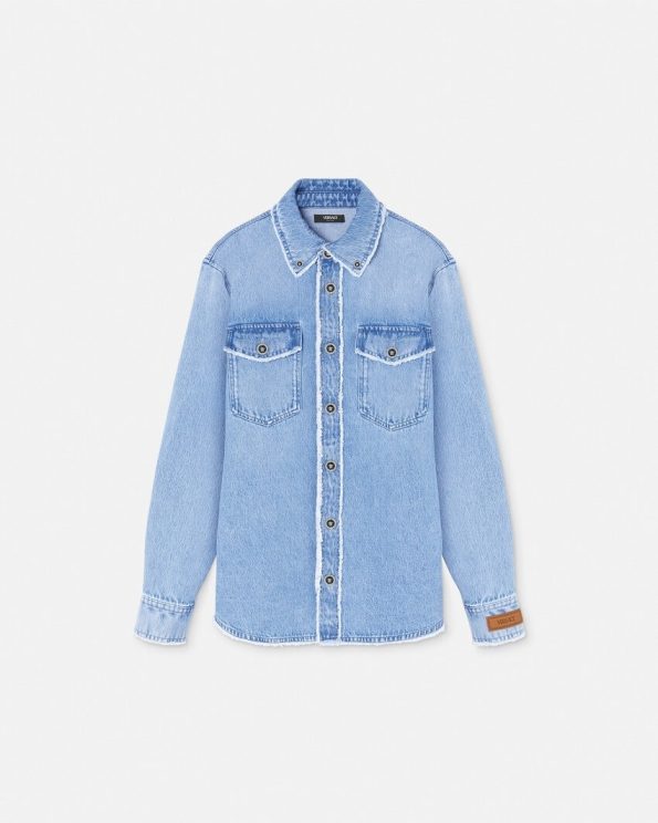 FRAYED VERSACE DENIM OVERSHIRT