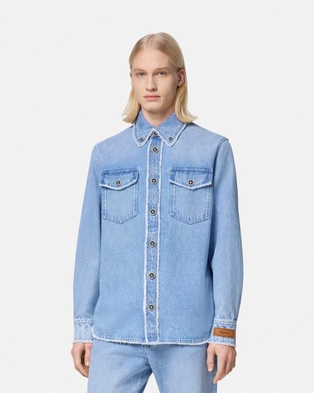 FRAYED VERSACE DENIM OVERSHIRT