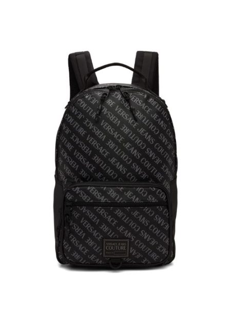 JEANS COUTURE BLACK SAFFIANO ALLOVER VERSACE BACKPACK