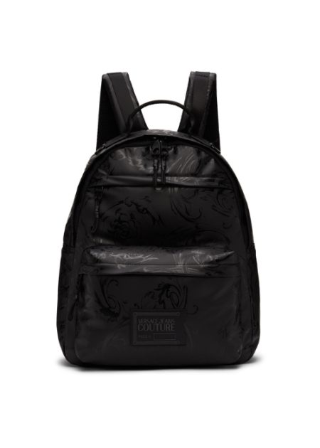 COUTURE BLACK COATED REGALIA BAROQUE VERSACE BACKPACK