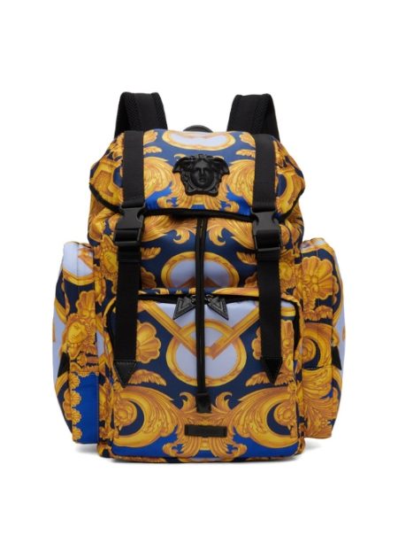 VERSACE GOLD NAVY BAROCCO MEDUSA BACKPACK VERSACE