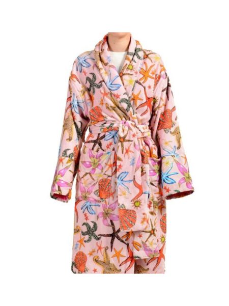 MULTICOLOR COTTON BELTED VERSACE BATHROBE