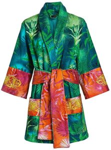 JUNGLE BAROCCO PRINT COTTON VERSACE ROBE IN GREEN