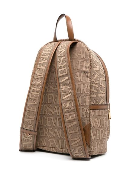 BEIGE ALLOVER LOGO VERSACE BACKPACK