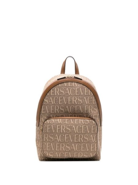 BEIGE ALLOVER LOGO VERSACE BACKPACK