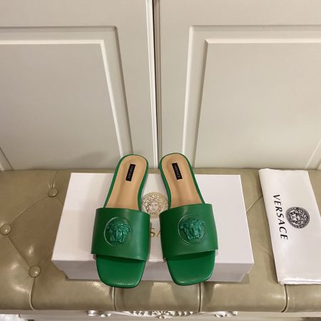 Versace Medusa Green leather slides