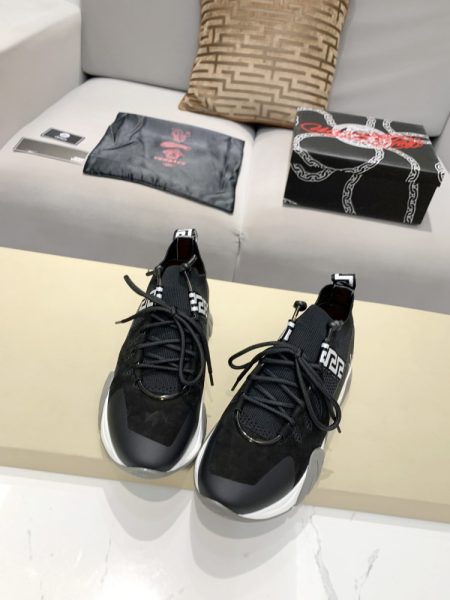 VERSACE SQUALO KNIT TRAINERS BLACK SNEAKERS