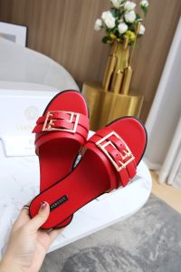 Versace Red leather slides 