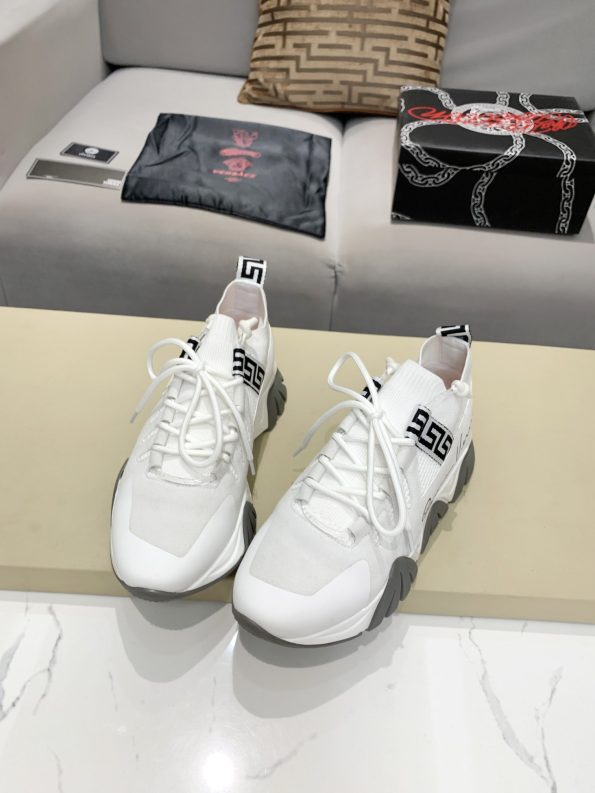 VERSACE SQUALO KNIT WHITE SNEAKERS