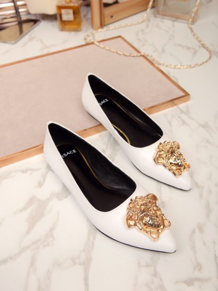 VERSACE YOUNG BALLET WHITE FLATS