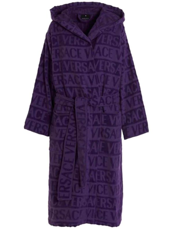 VERSACE ALLOVER TERRY CLOTH BATHROBE