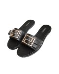 Versace black leather slides