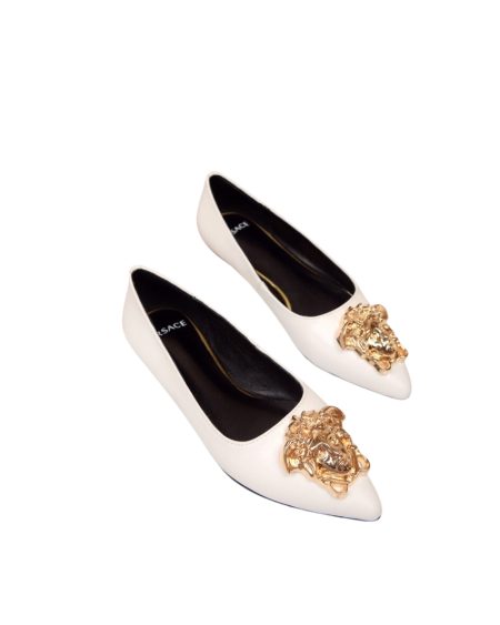 VERSACE YOUNG BALLET WHITE FLATS