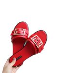 Versace Red leather slides 