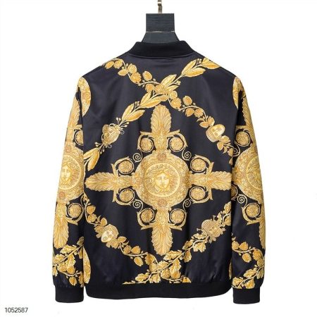 VERSACE EROS PRINTED GOLDEN BLACK ZIP UP JACKET