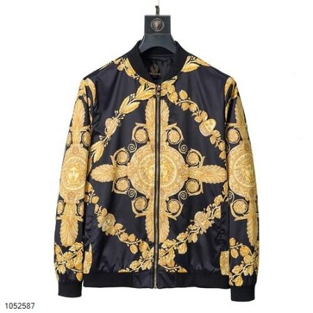 VERSACE EROS PRINTED GOLDEN BLACK ZIP-UP JACKET 