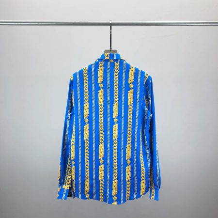 VERSACE MEDOUS BLUE & GOLDEN SLEEVED SHIRT