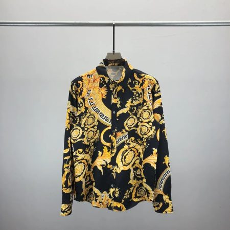 VERSACE MEDOUS GOLDEN & BLACK PRINTED SLEEVED SHIRT