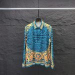 VERSACE GOLDEN & BLUE PRINTED SLEEVED SHIRT