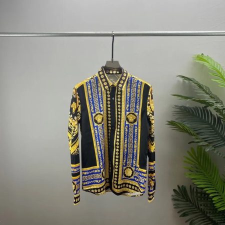 VERSACE GOLDEN & BLACK PRINTED SLEEVED SHIRT