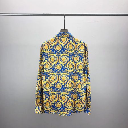 VERSACE MEDOUS BLUE & GOLDEN SLEEVED SHIRT