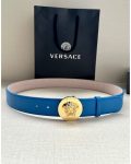 VERSACE MEDUSA DARK BLUE BIGGIE LEATHER BELT