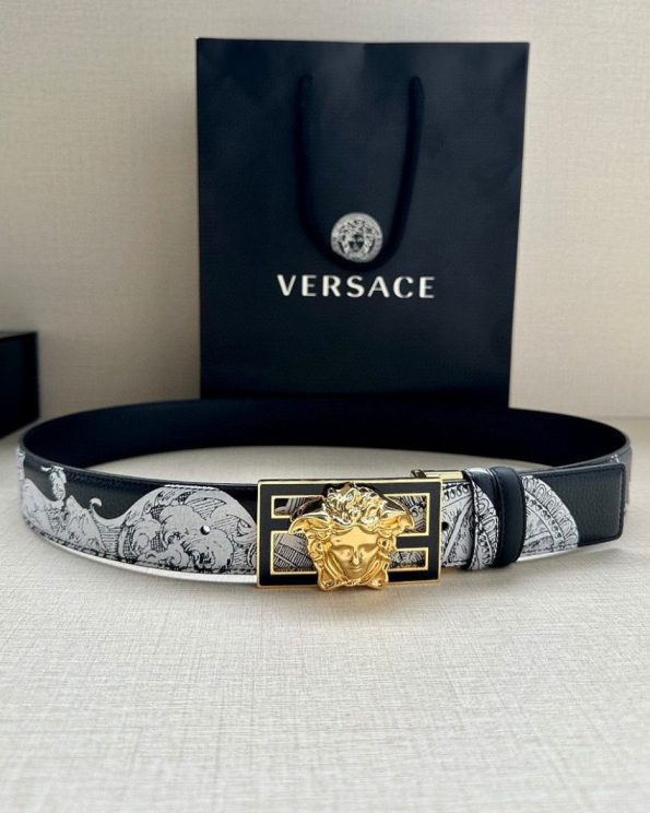 LA MEDUSA REVERSIBLE GOLD LEATHER BELT