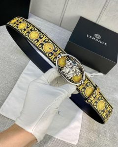 La Medusa Printed Floral Leather Belt 