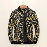 VERSACE EROS PRINTED GOLDEN BLACK ZIP UP JACKET