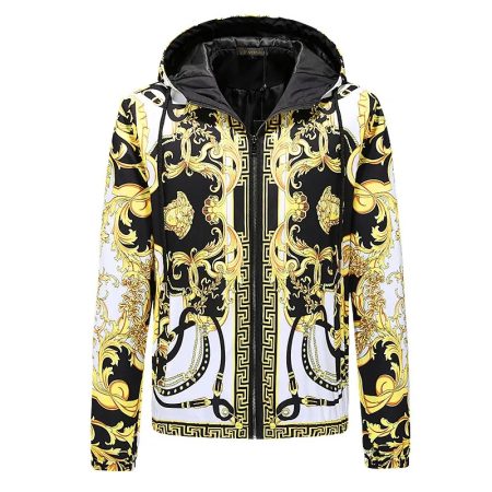 VERSACE BAROQUE EROS PRINTED GOLDEN ZIP UP JACKET