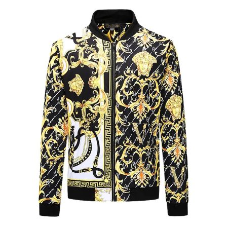 VERSACE EROS BAROQUE PRINTED GOLDEN ZIP UP JACKET