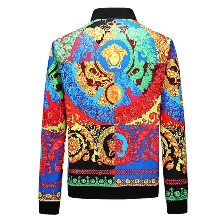 VERSACE EROS BAROQUE RED PRINTED GOLDEN ZIP UP JACKET