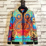 VERSACE EROS BAROQUE RED PRINTED GOLDEN ZIP UP JACKET