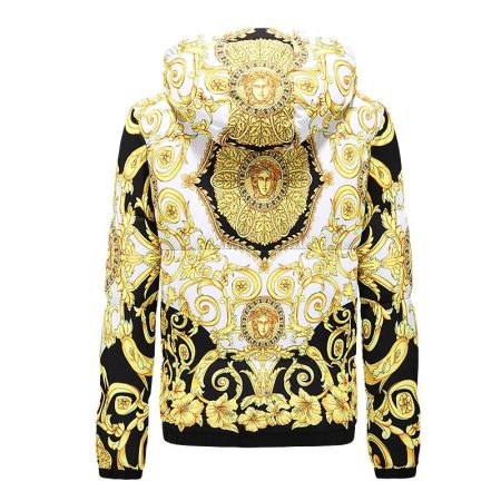 VERSACE EROS BAROQUE PRINTED WHITE GOLDEN ZIP UP JACKET