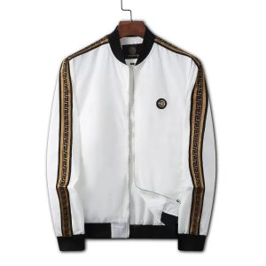 VERSACE WHITE ZIP-UP PRINTED JACKET