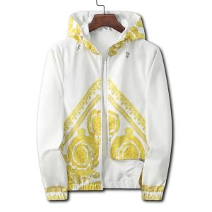 VERSACE EROS PRINTED WHITE ZIP-UP JACKET