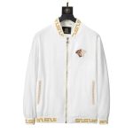 VERSACE PRINTED WHITE ZIP-UP JACKET