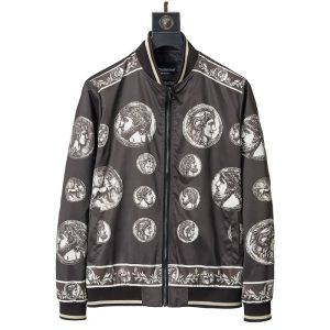 VERSACE EROS PRINTED GOLDEN BLACK ZIP UP JACKET