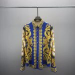 VERSACE BLUE AND GOLD PRINTED SHIRT