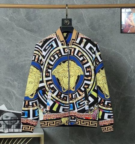 VERSACE BAROQUE LOGO PRINTED ZIP UP JACKET