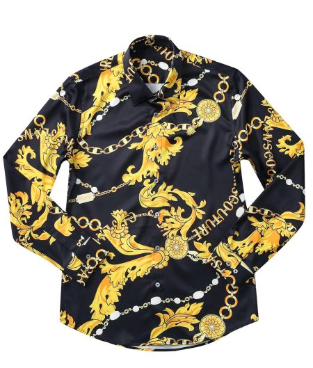 VERSACE MEDOUS GOLDEN PRINT SLEEVED SHIRT